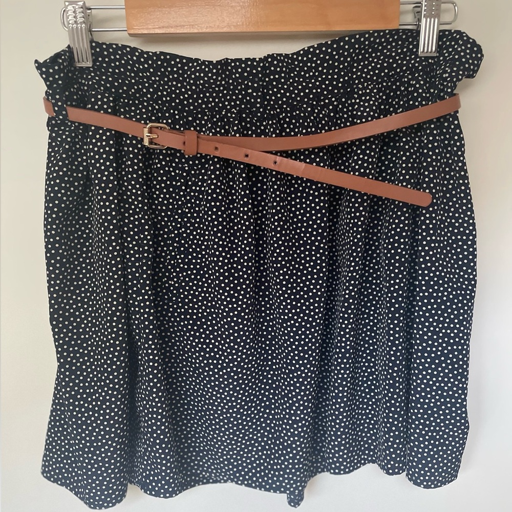 MNG - Mini Skirt - Navy with white polka dots size small
